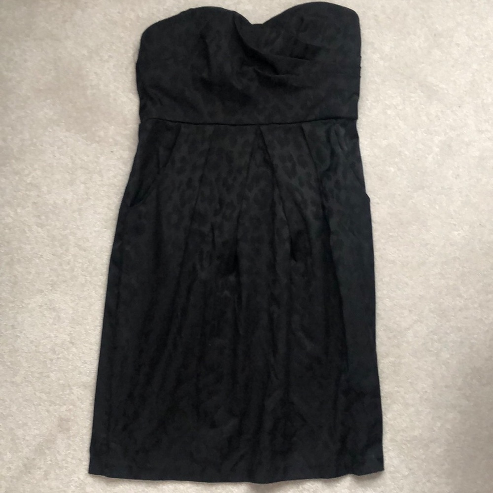 Black Strapless Dress with Pockets